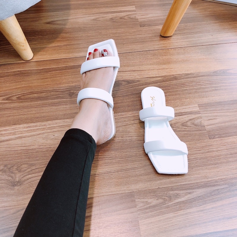 Dép nữ đế xẹp 2 quai mũi vuông full màu cao cấp chất mịn mang êm lên chân siêu xinh (Ảnh Thật) - Chị Chảnh Store