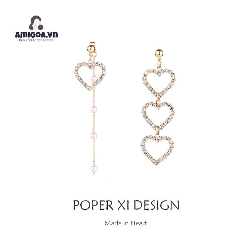 Khuyên Tai Nữ Trang Dáng Dài Tạo Hình Trái Tim Độc Đáo