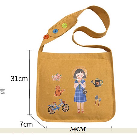 Túi tote vải canvas cute đựng đồ đi học mềm đẹp giá rẻ thời trang cô gái TV50