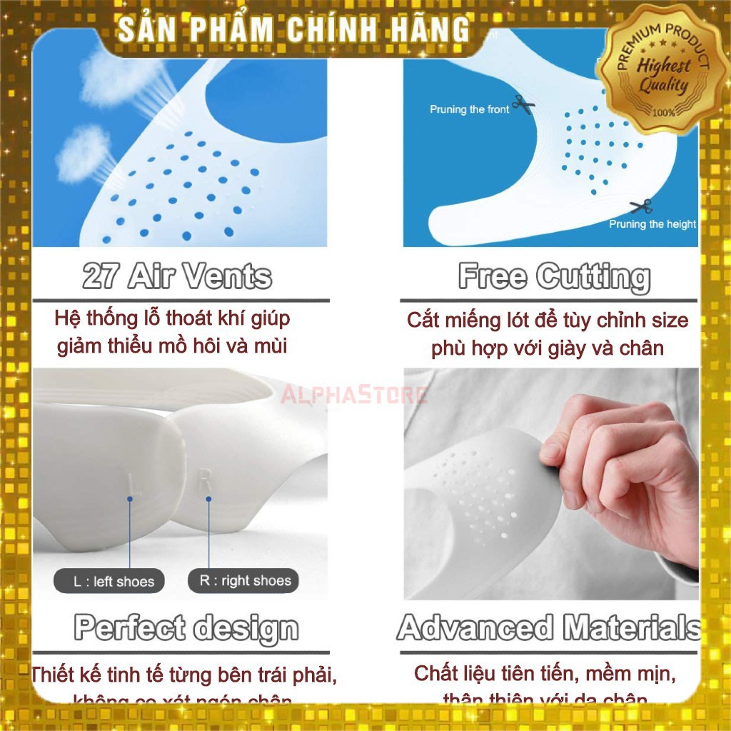 Bộ Lót Bảo Vệ Mũi Giày Shoe Shield (Loại 1, Nhựa Mềm) - Miếng Độn Chống Nhăn, Giữ Dáng Mũi Giầy Thể Thao Sneaker Shield