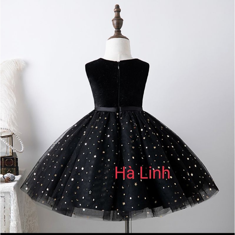 Đầm công chúa bé gái, váy sao đen dự tiệc, chụp ảnh cho bé