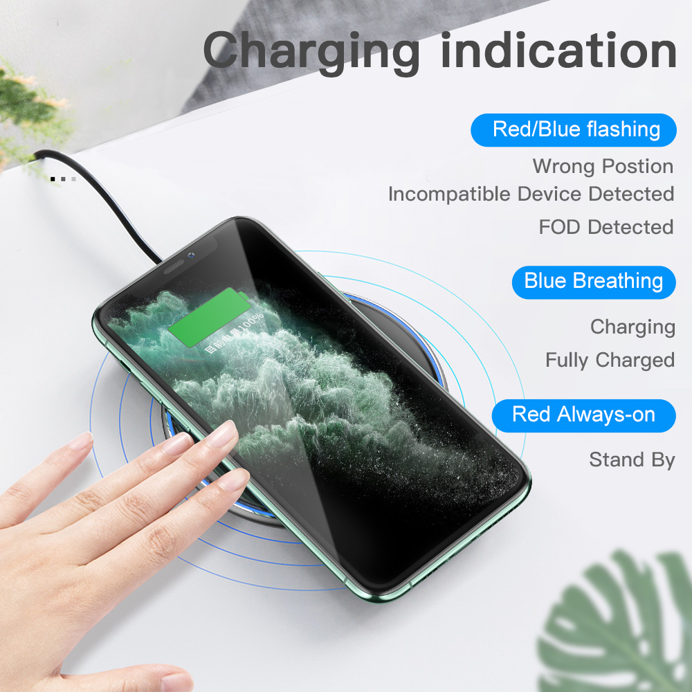 Essager 15W Qi Wireless Charger For iPhone 11 Pro Xs Max X Xr 8 Induction Fast Wireless Charging Pad For Samsung S20 Xiaomi mi 9