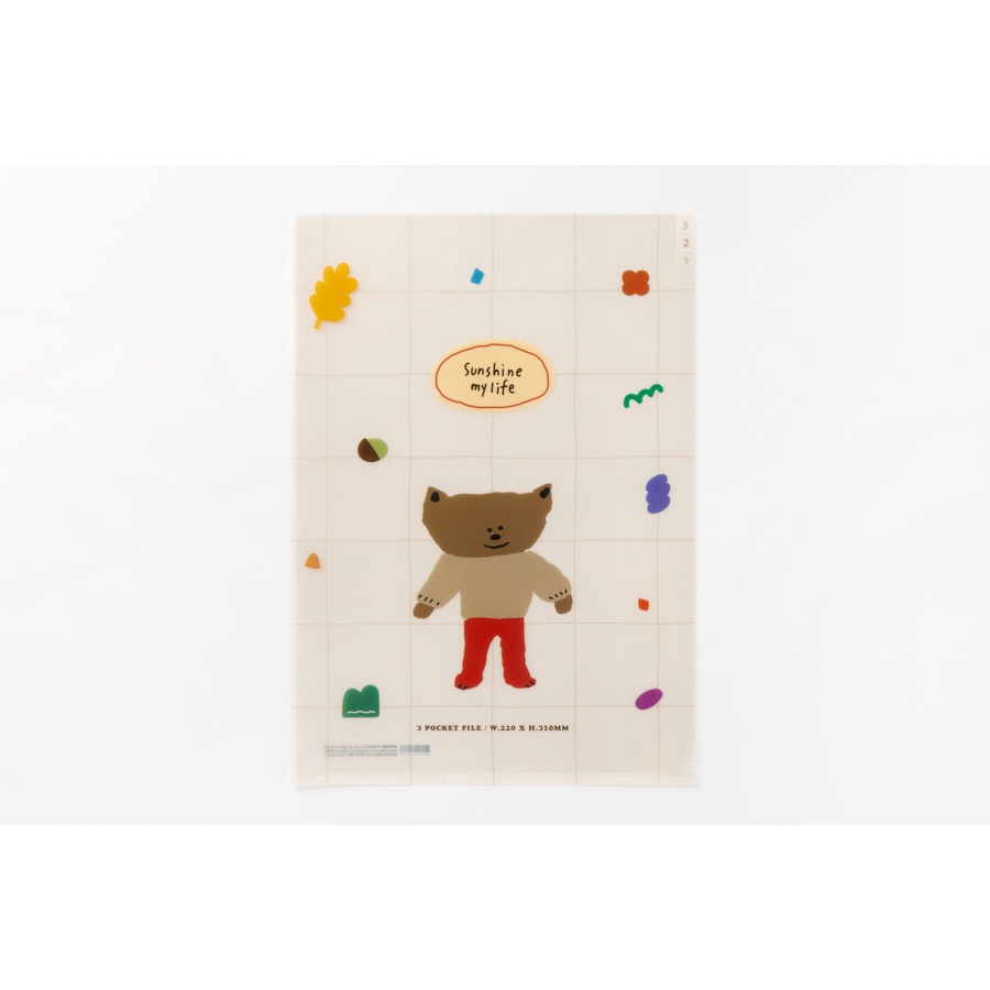 Bìa Đựng Tài Liệu ARTBOX Hàn Quốc Họa Tiết Hình Gấu 3 Ngăn Tiện Dụng