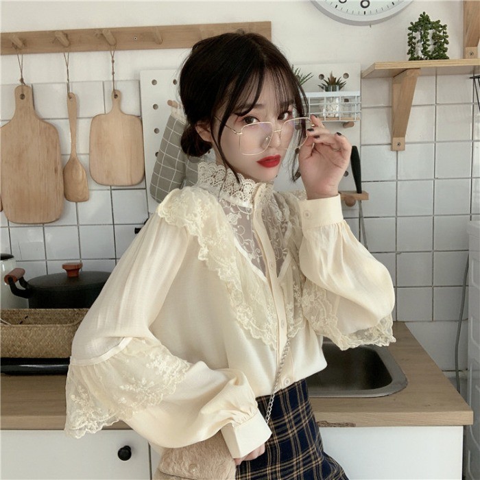 ( Sẵn 10 ) Áo sơ mi tiểu thư ulzzang AK813 kèm ảnh thật mẫu 1