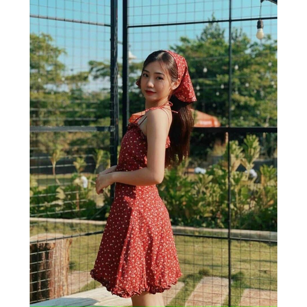 Đầm Maxi Hoa Nhún Ngực Tay Ngắn | BigBuy360 - bigbuy360.vn