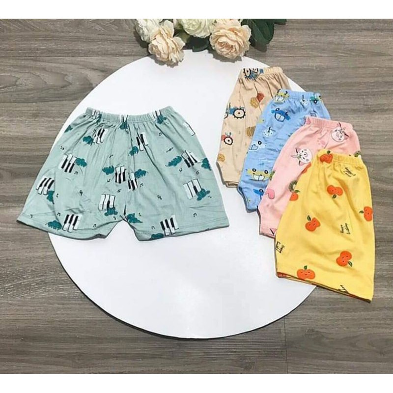 Quần Đùi / Quần Cộc Vải Thun Lạnh Chất Mềm Mát Cho Bé 3-14kg / Mã In