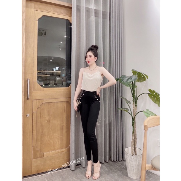 Quần legging Slim 10 cúc inox cạp cao ôm eo trên( ảnh thật)