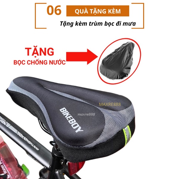 Bọc Yên Xe Đạp BIKEBOY Siêu Dày Êm Ái Thoáng Khí Tặng Kèm Túi Trùm Mưa Yên Xe