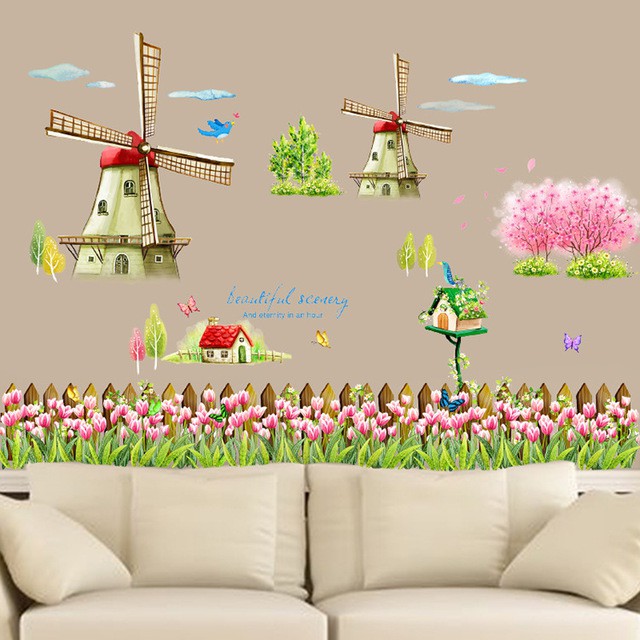 Decal dán tường cối xoay gió