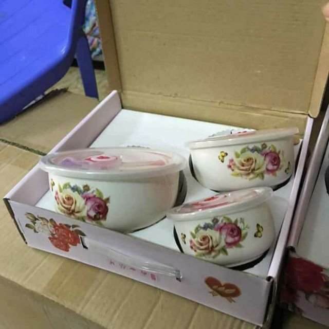 Bộ 3 bát sứ đựng thức ăn trong tủ lạnh và lò vi sóng có thêm hàng mới rồi ạ.