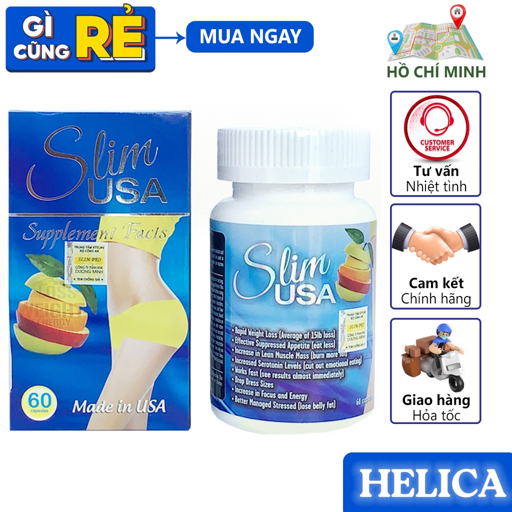 Viên Uống Hỗ Trợ Giảm Cân Slim USA Của Mỹ, 60 viên Minh Khang ⚡Chính Hãng⚡
