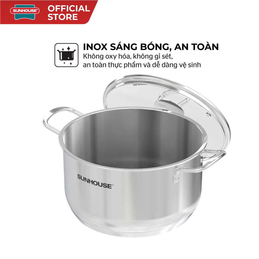 [Mã LIFEHL25 giảm 10% đơn350K] Bộ nồi chảo inox 5 món Easy Cook SUNHOUSE SHG996E