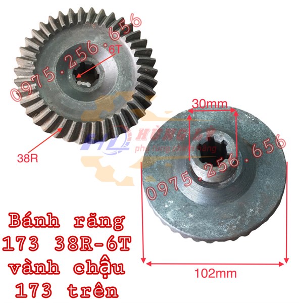 Bánh Răng 173 38R-6T vành chậu 173 trên phụ tùng máy cày phụ tùng máy nông nghiệp phụ tùng Hùng Lỳ