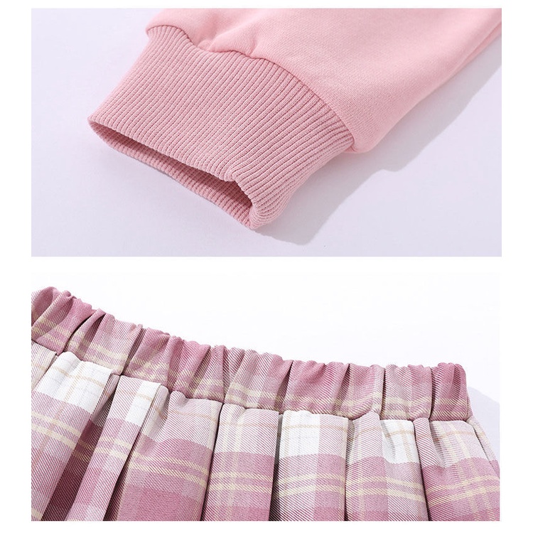 Set Áo sweater Tay Dài Phối Chân Váy Thời Trang Thu Đông Cho Bé Gái 2022