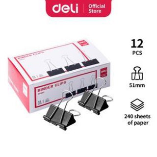 Hộp 12 Kẹp Bướm Đen 15/19/25/32/41/ 51mm Deli