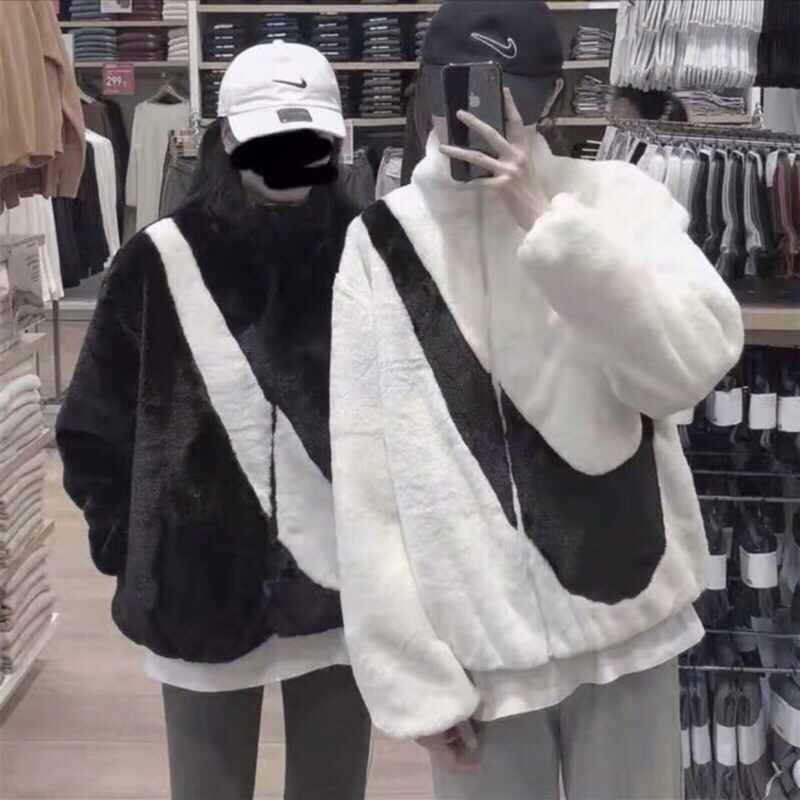 Áo jacket lông unisex nam nữ hiphop SWOOSH oversize.