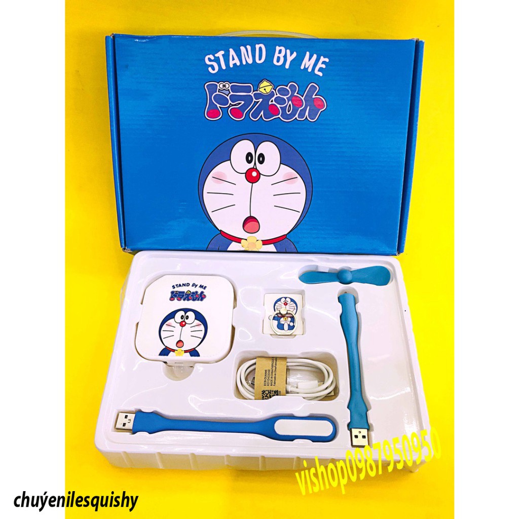 BỘ COMBO SẠC DỰ PHÒNG 5 MÓN ĐÁNG YÊU HÌNH DOREMON – HELLO KITTY