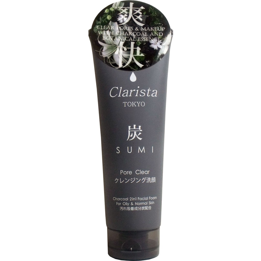 Sữa Rửa Mặt Than Hoạt Tính Tạo Bọt (Clarista) Sumi 130Gr-Hàng Nội Địa Nhật