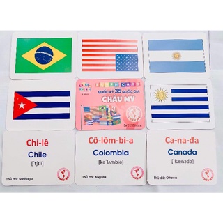 Bộ 175 thẻ học thông minh flash cards quốc kỳ các quốc gia trên thế giới