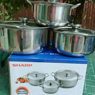 BỘ NỒI INOX SHARP 3 CÁI SỊN SÒ.