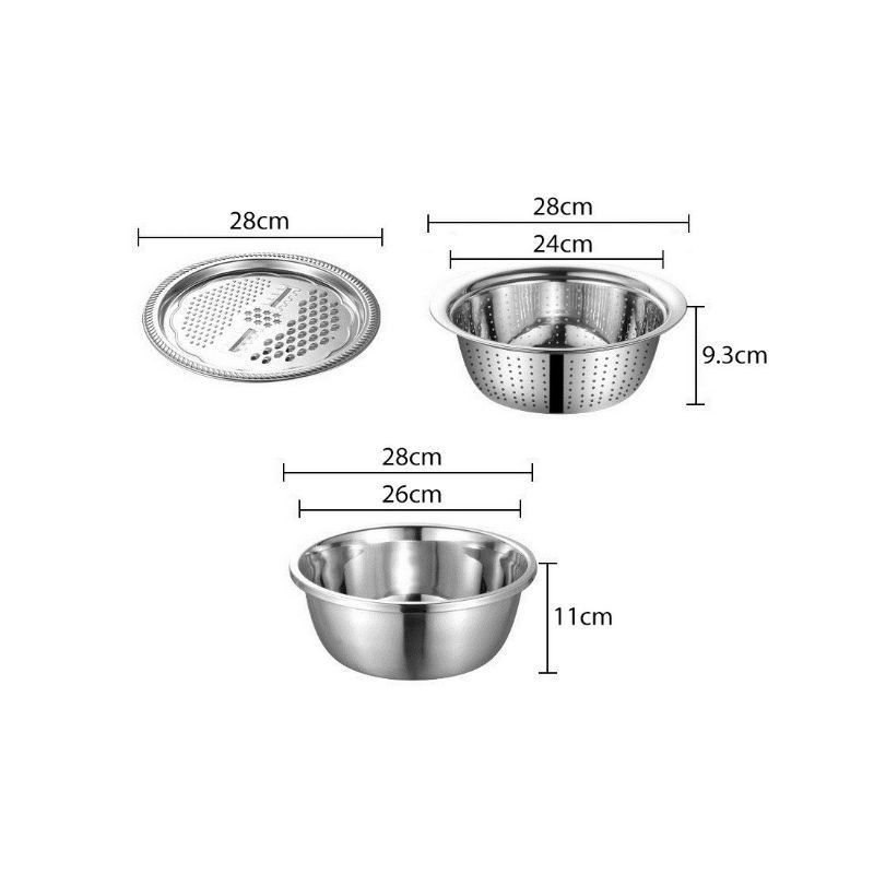 Bộ bào nạo rau củ 4 trong 1 kiêm rổ và chậu inox 304 cao cấp đa năng siêu sắc