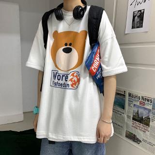 Summer Cartoon Bear Couple Wear Hong Kong Style Short-sleeved T-shirt of Men's