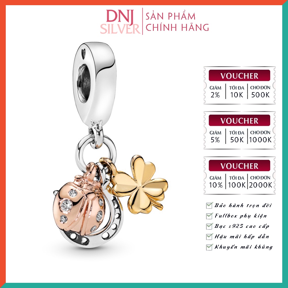 Charm bạc 925 cao cấp, hàng chuẩn bạc - Charm Horseshoe, Clover &amp; Ladybird thích hợp để mix vòng tay charm - DN243