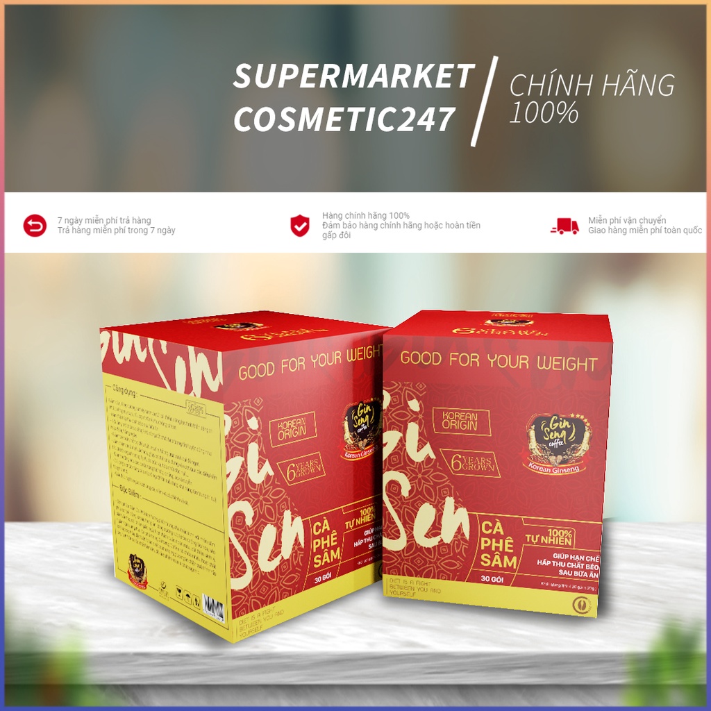 [Mã BMINC50 giảm 50K đơn 99K] Cà Phê Sâm GinSeng coffee - hỗ trợ tập luyện giảm cân loại 30 gói