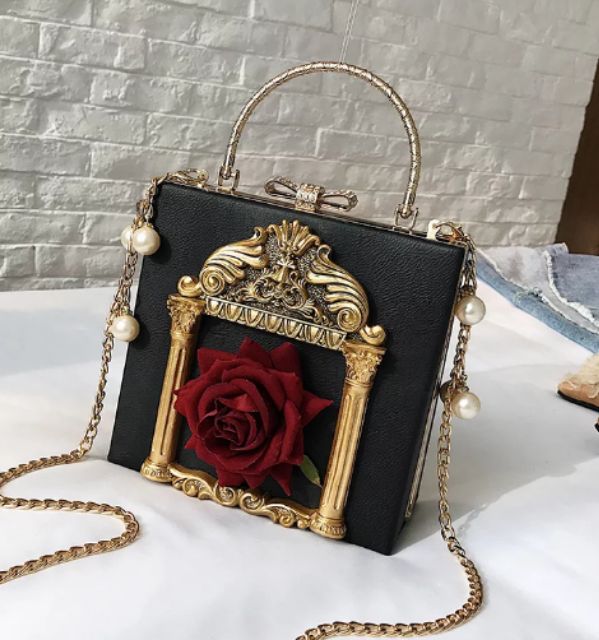 Túi xách dây xích sang chảnh cao cấp họa tiết phương tây kèm hình thật