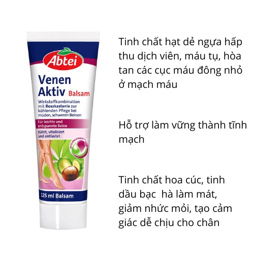 Viên uống, kem bôi giãn tĩnh mạch Abtei Venen Aktiv của Đức - Shop Melyca