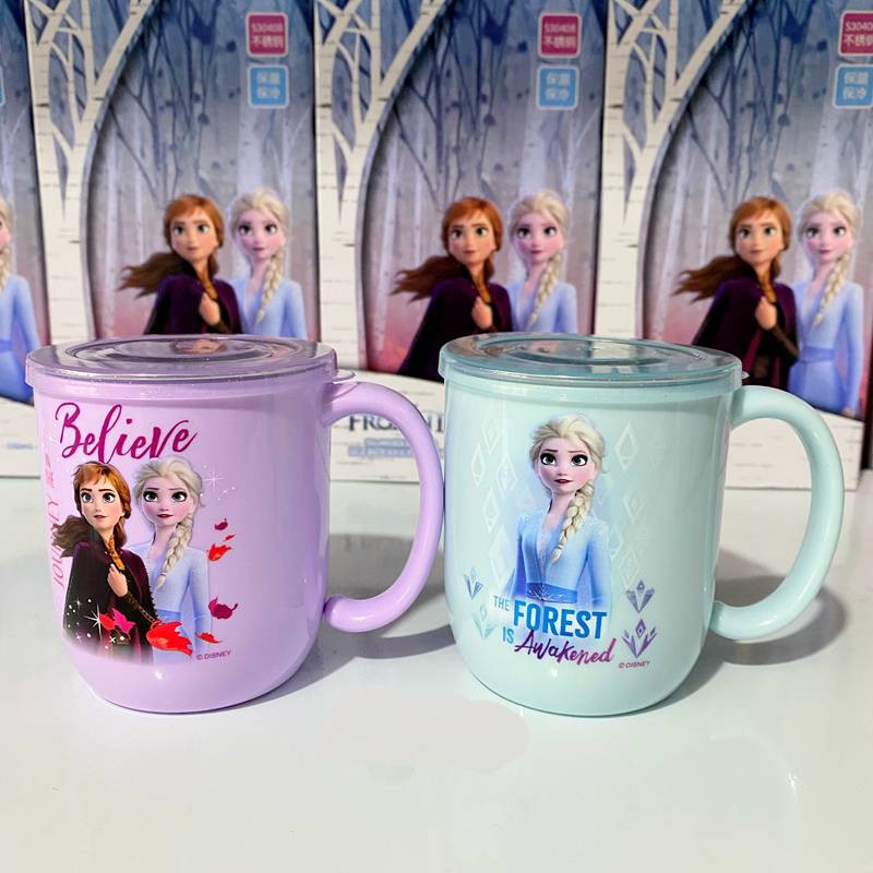 Frozen 2 Elsa Disney Children's Water Cup Home Stainless Steel Cup With Lid Drinking Utensils Cup