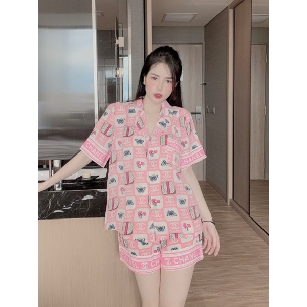 Bộ pijama mặc nhà lụa mango, bộ ngủ nữ