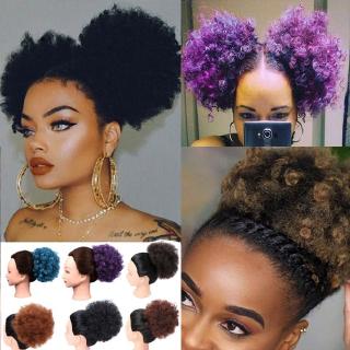 Búi Tóc Giả Ngắn Xoăn Tự Nhiên Có Kẹp Tóc Đuôi Ngựa Hoàn Hảo Afro