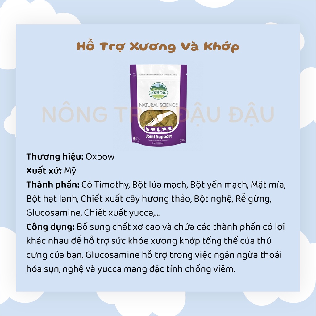 Viên Cỏ Oxbow Natural Science (Viên Lẻ) Bổ Sung Dinh Dưỡng, Hỗ Trợ Sức Khỏe Cho Thỏ, Bọ Ú, Chinchilla, Hamster