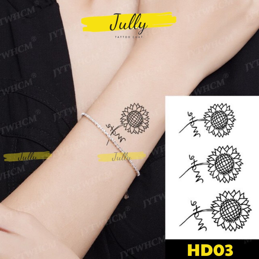 Hình xăm dán tạm thời chống nước hoa hướng dương mini JULLY Tattoo chất