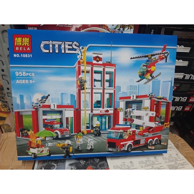 Bộ đồ chơi lắp ráp trạm cứu hoả thành phố lego city urban lion 18034 bela 10831