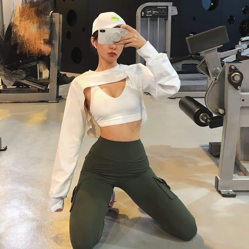 Croptop dài tay tập Gym thể thao nữ Alien