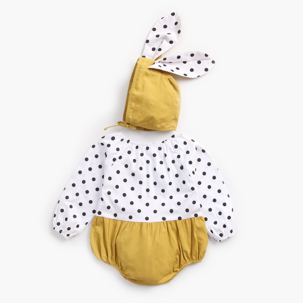 Bộ Áo Liền Quần Sanlutoz Tay Dài Kèm Mũ Tai Thỏ Thời Trang Mùa Thu Dễ Thương Cho Bé Gái