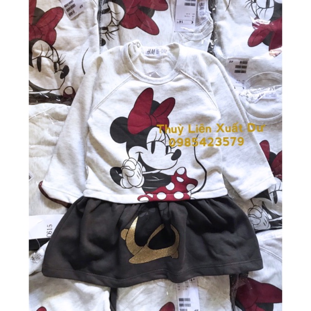 Váy nỉ da cá mickey bé gái