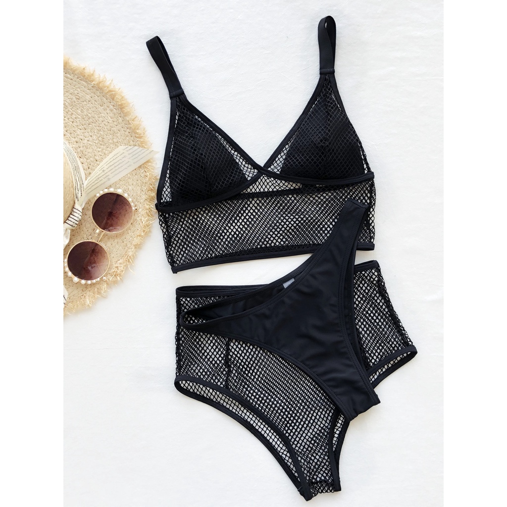 Bộ đồ bơi ba mảnh phối lưới màu đen thời trang quyến rũ cho nữ
 | BigBuy360 - bigbuy360.vn