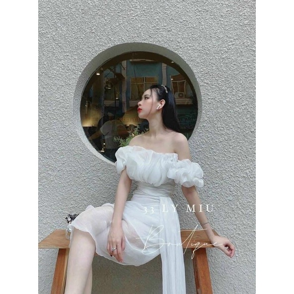 G1- đầm body bẹt vai bèo nhún, chất tơ