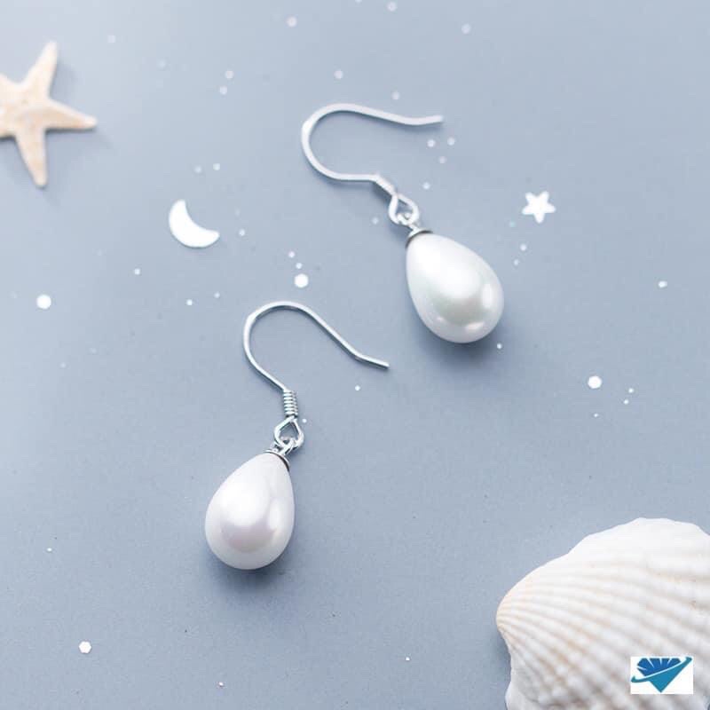 Bông tai bạc nữ gắn hạt châu/ Khuyên tai bạc Bibi silver / BBS