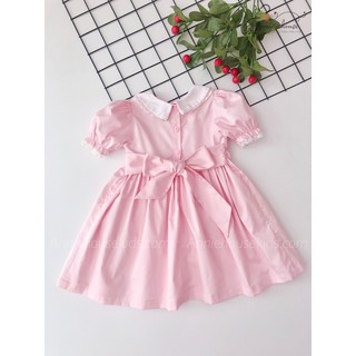 ĐẦM SMOCK ANNIE HỒNG PHẤN CỔ VIỀN REN