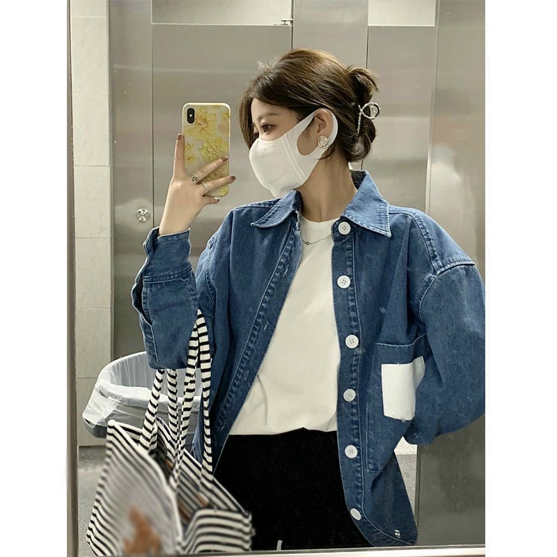 (ẢNH THẬT) ÁO SƠ MI DENIM PHỐI TÚI ĐẮP