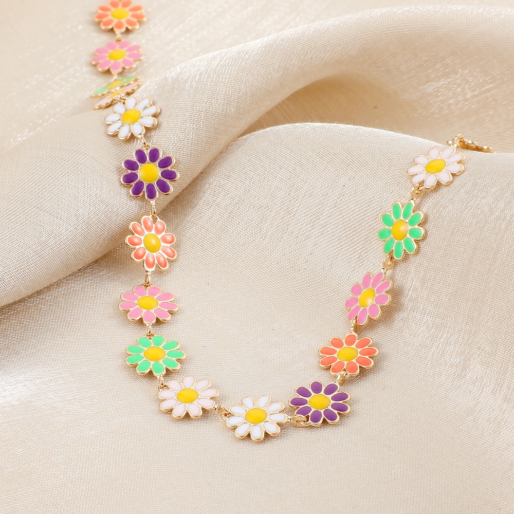 Vòng Cổ Choker Bằng Hợp Kim Họa Tiết Hoa Cúc Nhiều Màu Phong Cách Boho Thời Trang Cho Nữ