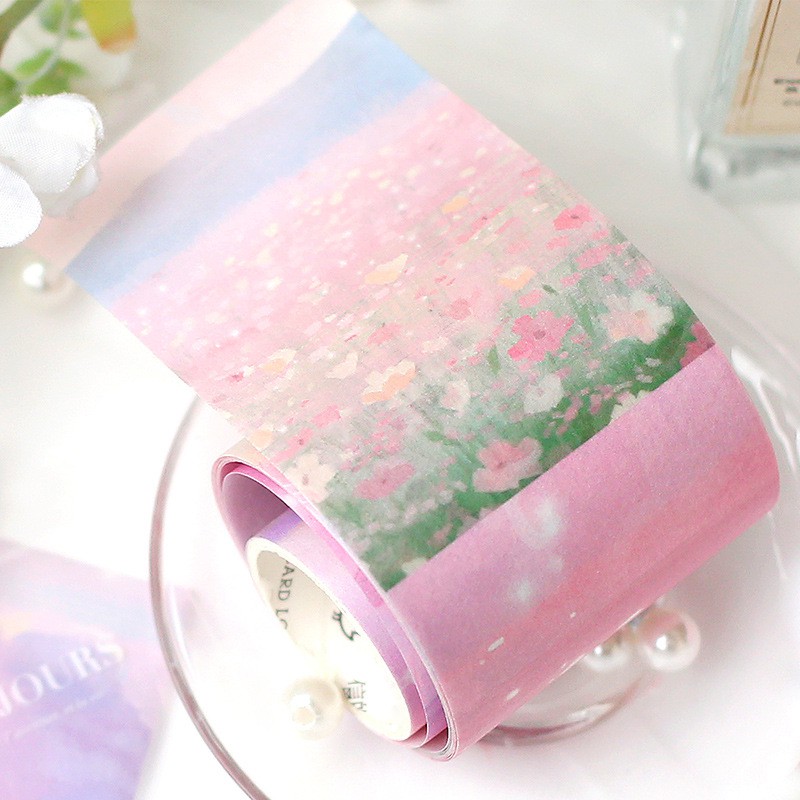 Washi tape vintage phong cảnh aesthetic washi sticker trang trí sổ tay bullet journal dụng cụ dán làm planner