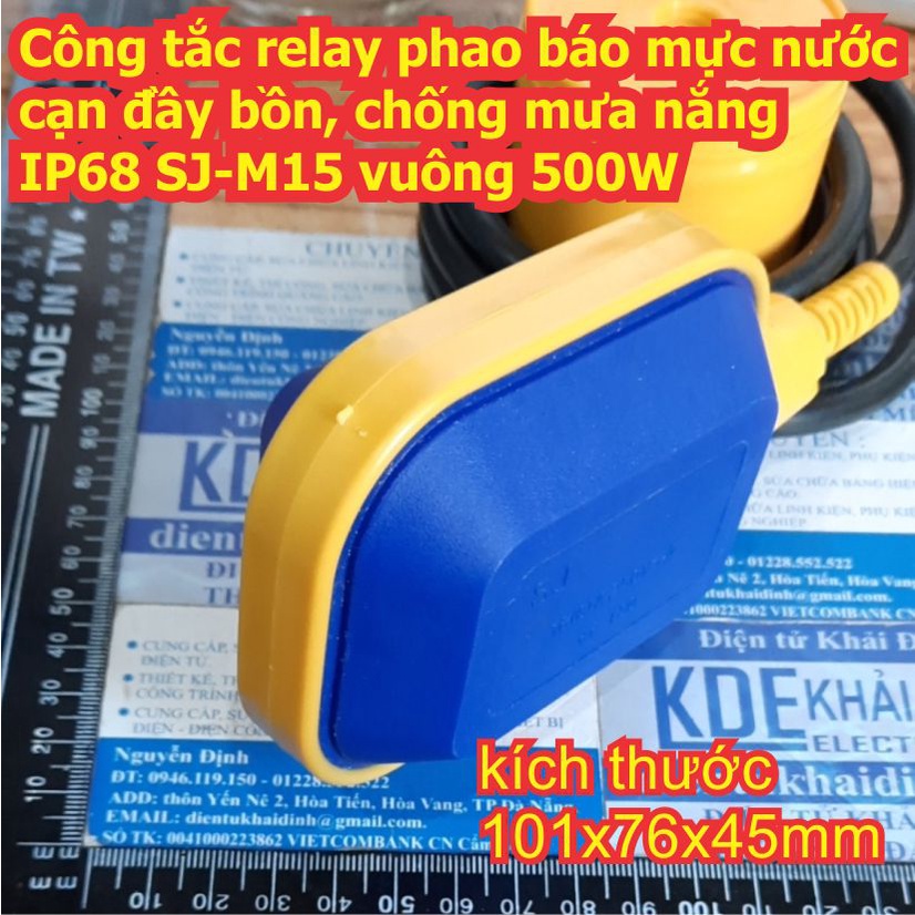 Công tắc relay phao báo mực nước cạn đầy bồn, chống mưa nắng IP68 SJ-M15 vuông 500W kde8017