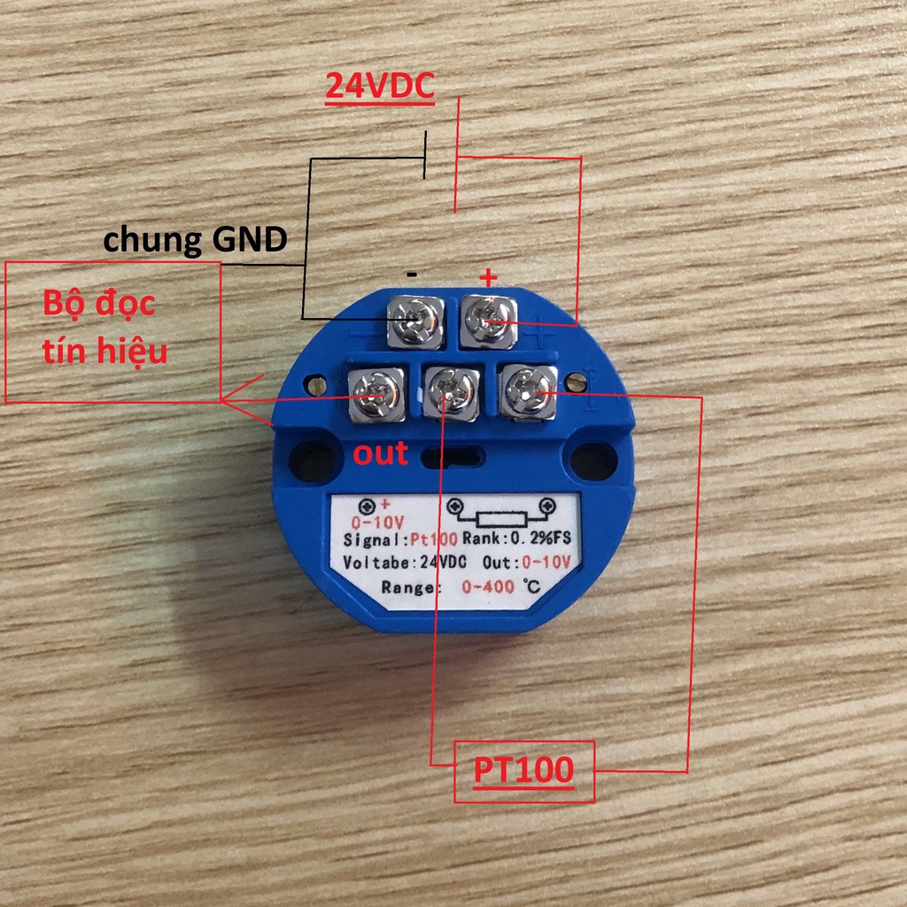 Bộ chuyển đổi nhiệt độ PT100 4-20mA / 0-400 độ