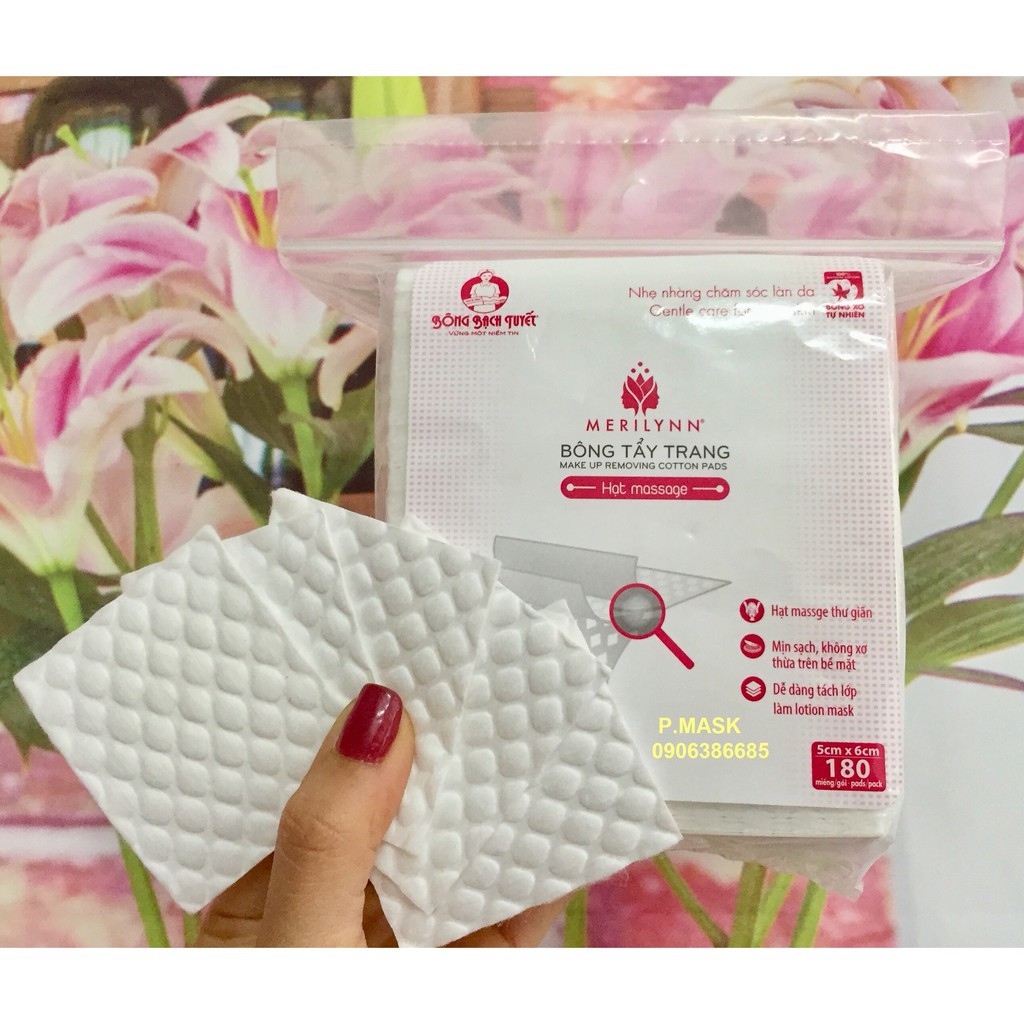 [Mã COS1904 giảm 8% đơn 300K] BÔNG TẨY TRANG Bạch Tuyết MERILYNN (1 GÓI/ 180 MIẾNG) Bề Mặt mịn - Hạt Massage | BigBuy360 - bigbuy360.vn