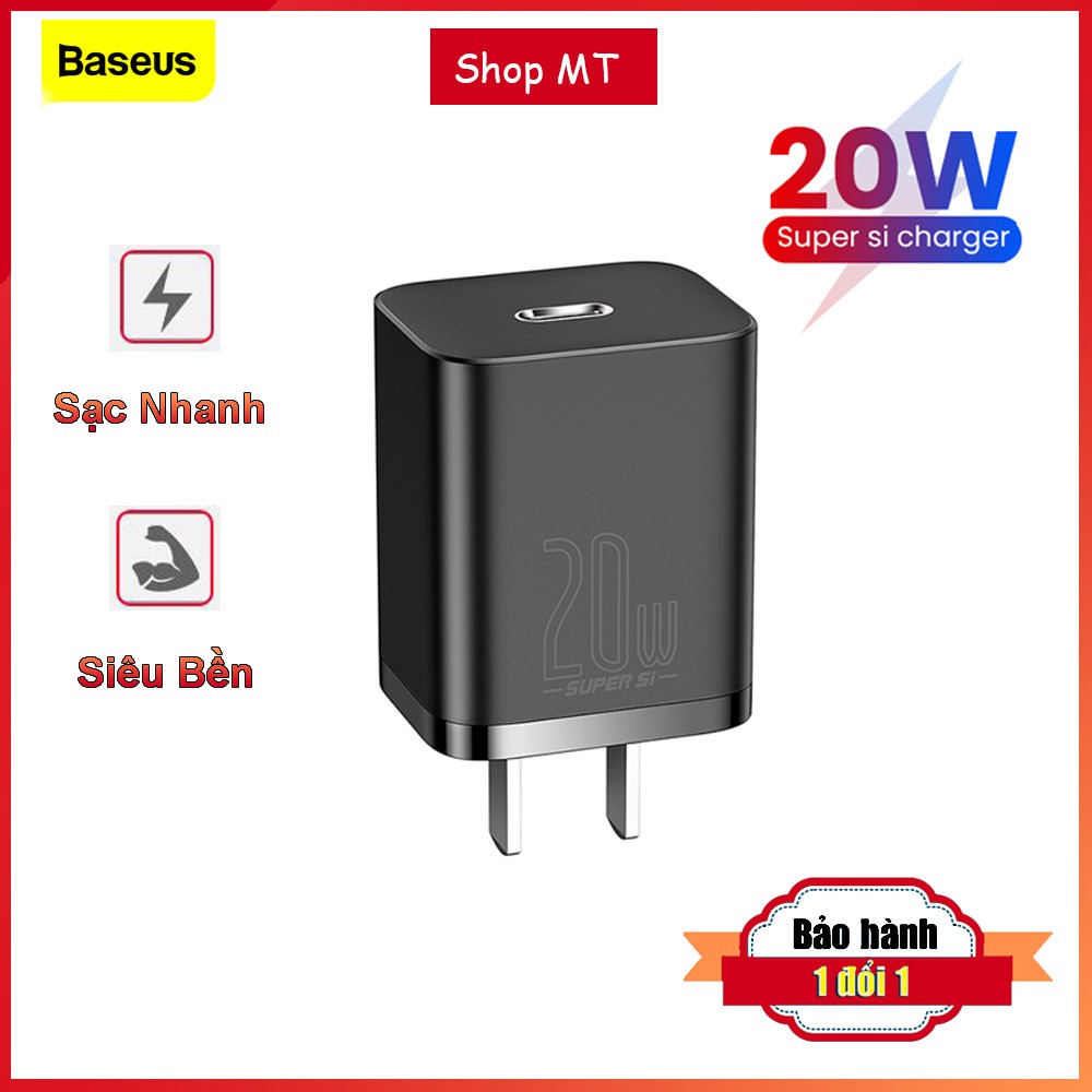 Củ Sạc Nhanh Baseus 20W PD Super Si Type C Hỗ Trợ Sạc Nhanh QC3.0 - Bảo hành 24 tháng 1 đổi 1